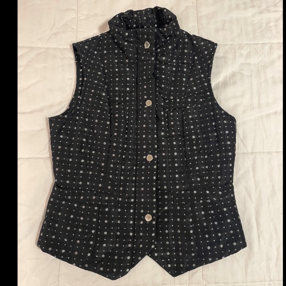 Ariat International Women's Quilted Vest Black Silver Snap Zip Front Size S